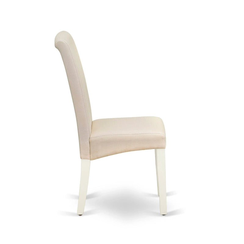 East West Furniture Kitchen Table Set- a Dining Table and Cream Linen Fabric Chairs, Linen White(Pieces Options)