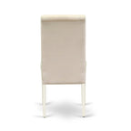 East West Furniture Kitchen Table Set- a Dining Table and Cream Linen Fabric Chairs, Linen White(Pieces Options)