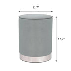 Adeco Vanity Upholstered Round Velvet Ottoman Footstool Silver Trim