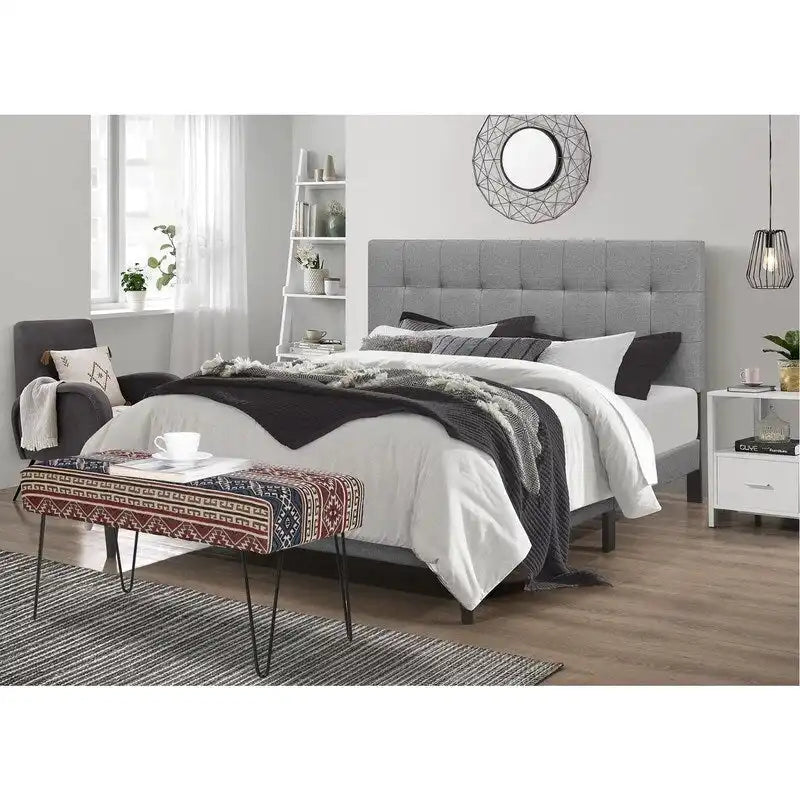 Adeco Bench Ottoman Fabric Rectangular Footrest Upholstered Bedroom