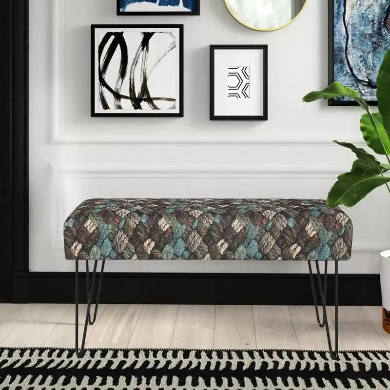 Adeco Bench Ottoman Fabric Rectangular Footrest Upholstered Bedroom