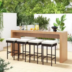 Costway Patio Rattan Barstools Set of 2/4 Outdoor Wicker Bar Height Chairs with Footrest