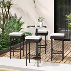 Costway Patio Rattan Barstools Set of 2/4 Outdoor Wicker Bar Height Chairs with Footrest
