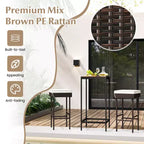 Costway Patio Rattan Barstools Set of 2/4 Outdoor Wicker Bar Height Chairs with Footrest