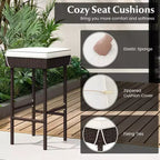Costway Patio Rattan Barstools Set of 2/4 Outdoor Wicker Bar Height Chairs with Footrest