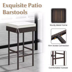 Costway Patio Rattan Barstools Set of 2/4 Outdoor Wicker Bar Height Chairs with Footrest