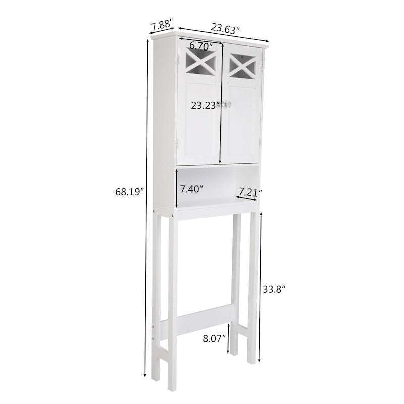 68FCH Double Door Fork Toilet Cabinet White
