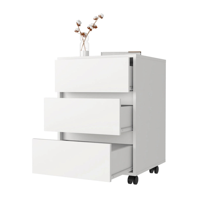 Artemisa 26-inch Tall 3 Drawer Filing Cabinet with 4 Caster Wheels and Superior Top
