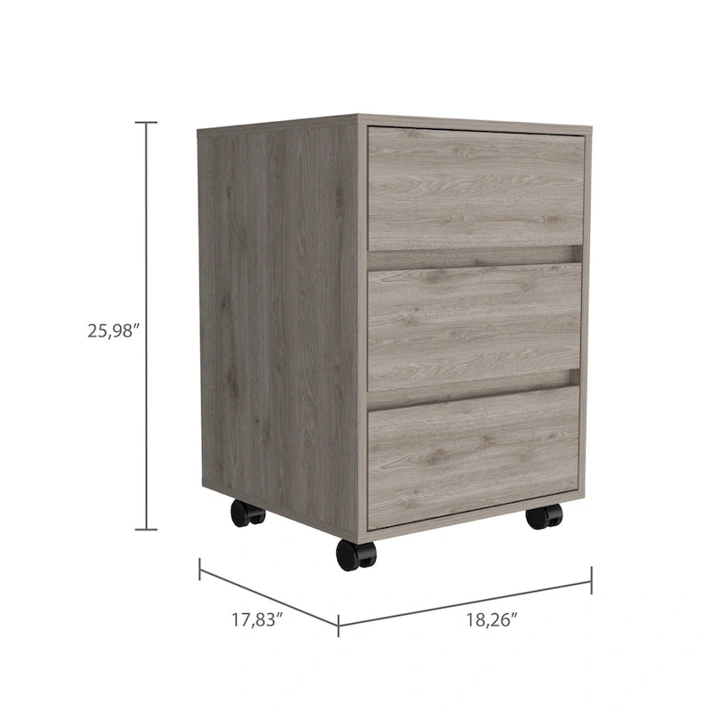 Artemisa 26-inch Tall 3 Drawer Filing Cabinet with 4 Caster Wheels and Superior Top