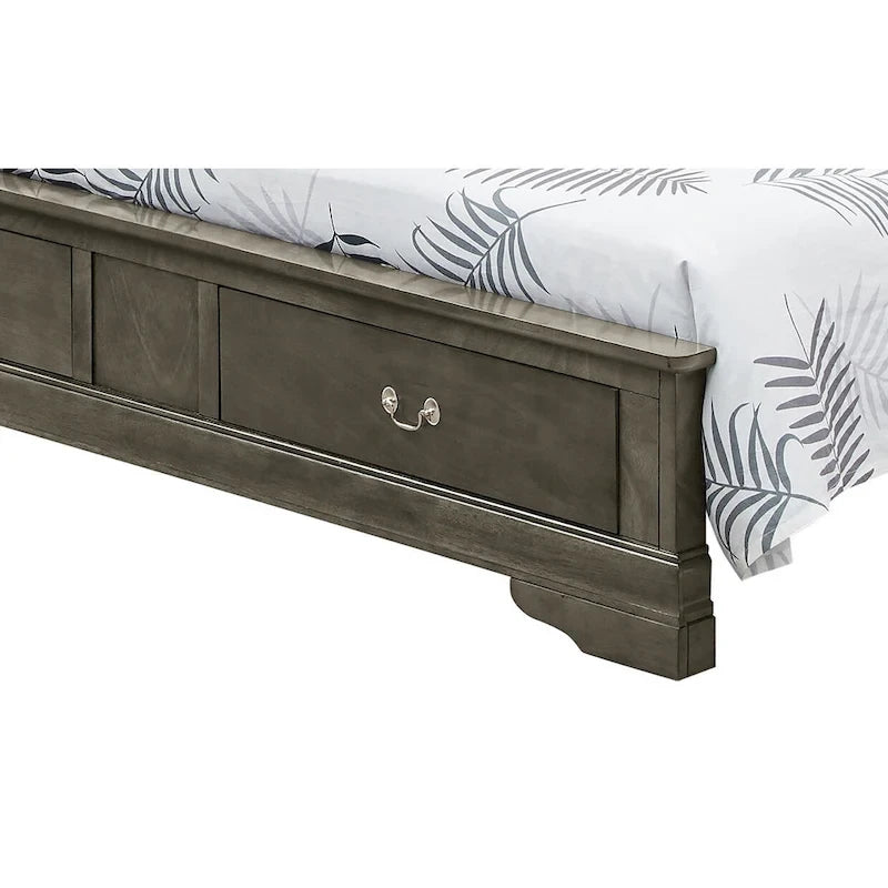 Louis Philippe Queen Storage Sleigh Wood Bed