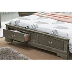 Louis Philippe Queen Storage Sleigh Wood Bed