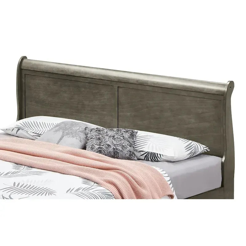 Louis Philippe Queen Storage Sleigh Wood Bed