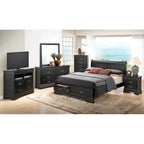 Louis Philippe Queen Storage Sleigh Wood Bed