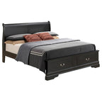 Louis Philippe Queen Storage Sleigh Wood Bed