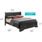 Louis Philippe Queen Storage Sleigh Wood Bed