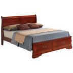 Louis Philippe Queen Storage Sleigh Wood Bed