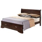 Louis Philippe Queen Storage Sleigh Wood Bed