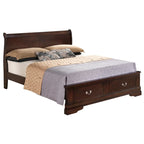 Louis Philippe Queen Storage Sleigh Wood Bed