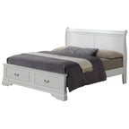 Louis Philippe Queen Storage Sleigh Wood Bed