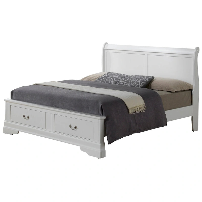 Louis Philippe Queen Storage Sleigh Wood Bed