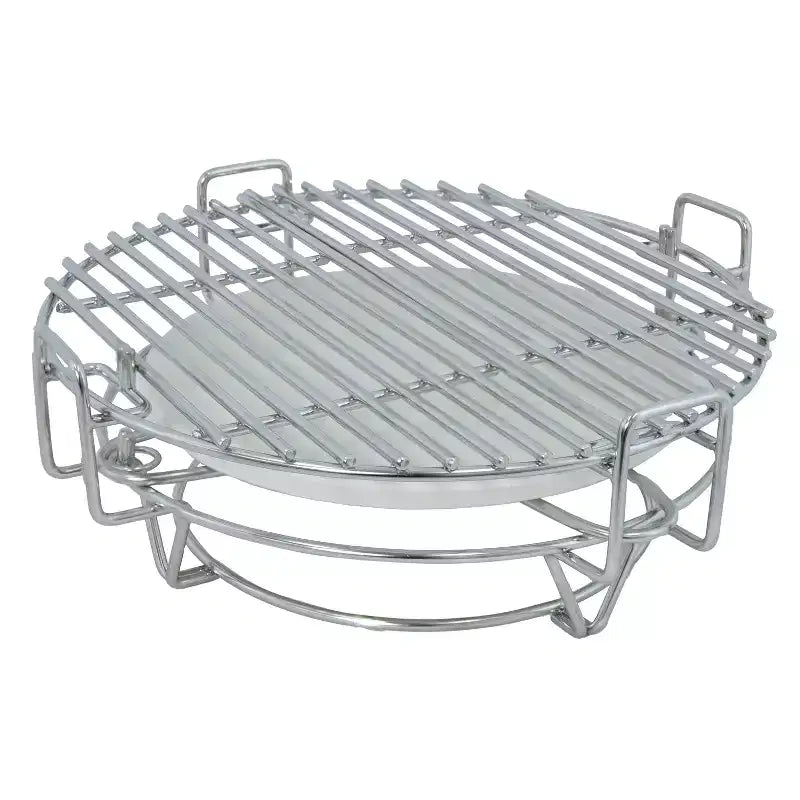 Sunnydaze Half Moon Cooking Grate with Ceramic Deflector Plate for 15 Kamado Egg Grills - 12.5