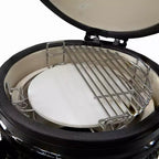 Sunnydaze Half Moon Cooking Grate with Ceramic Deflector Plate for 15 Kamado Egg Grills - 12.5