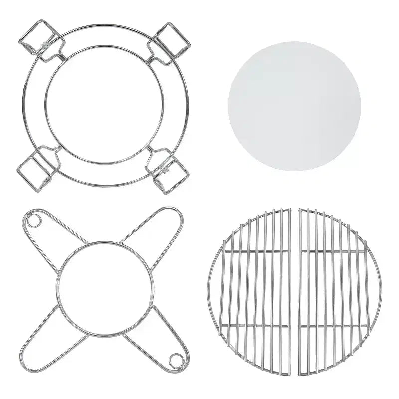 Sunnydaze Half Moon Cooking Grate with Ceramic Deflector Plate for 15 Kamado Egg Grills - 12.5