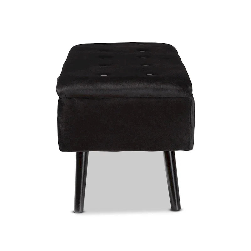 Caine Modern and Contemporary Velvet Wood Storage Bench