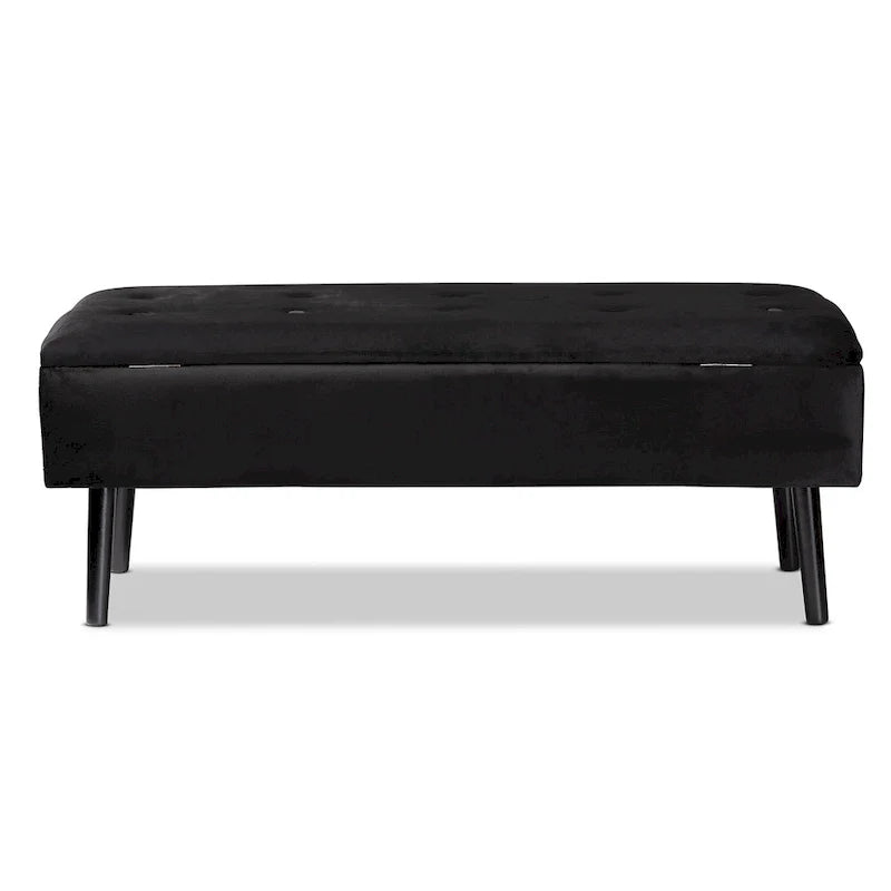 Caine Modern and Contemporary Velvet Wood Storage Bench