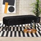 Caine Modern and Contemporary Velvet Wood Storage Bench
