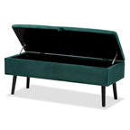 Caine Modern and Contemporary Velvet Wood Storage Bench
