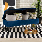 Caine Modern and Contemporary Velvet Wood Storage Bench