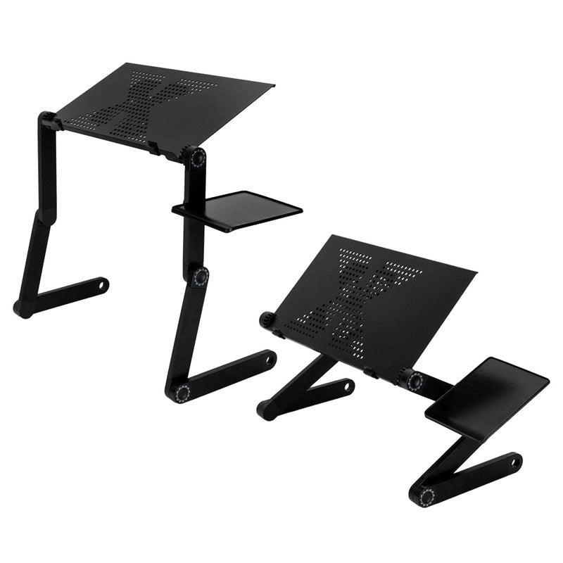 Adjustable Folding Laptop Desk for Bed Couch with Fan & Mouse Pad