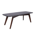 Faura 18 x 43.5 Rectangular Italian Black Marble Coffee Table with Walnut Legs