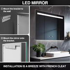 Dovelina Rectangle Bathroom Vanity Mirror LED Mirror with Defog