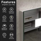 Dovelina Rectangle Bathroom Vanity Mirror LED Mirror with Defog