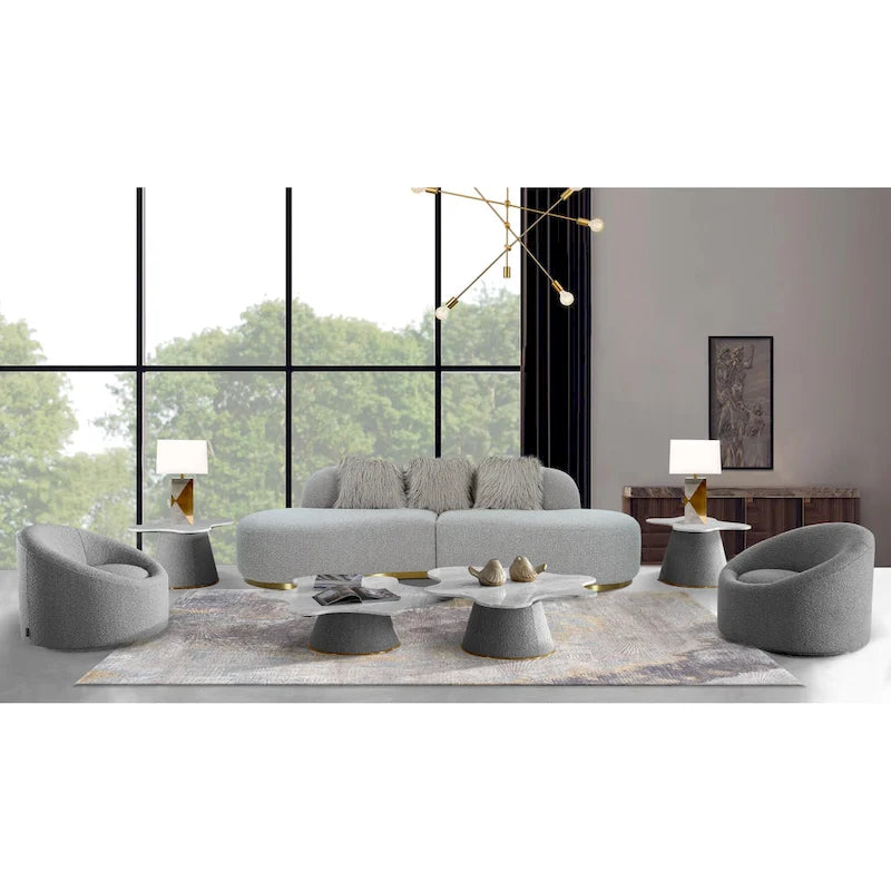 Pasargad Home Simona Curved Sofa with 3 Pillow Included
