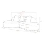Pasargad Home Simona Curved Sofa with 3 Pillow Included