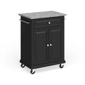 Crosley Compact Gray Granite Top Cart/ Island in Black Finish - 18d x 31w x 35.5h