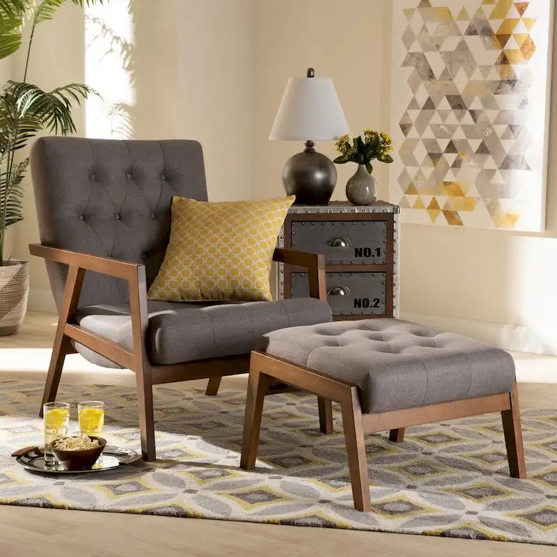 Carson Carrington Baberg Upholstered Armchair and Footstool Set