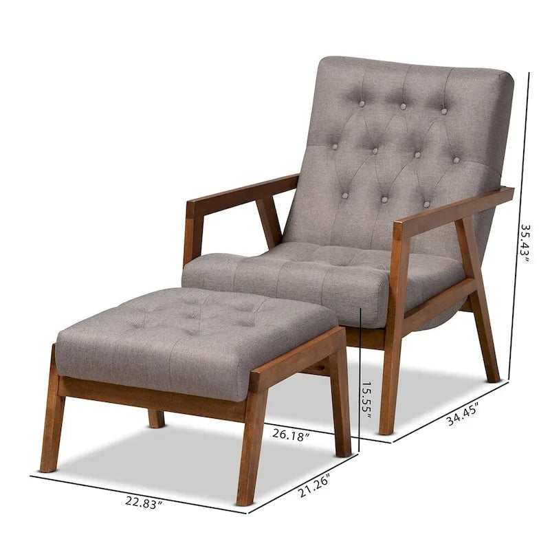Carson Carrington Baberg Upholstered Armchair and Footstool Set
