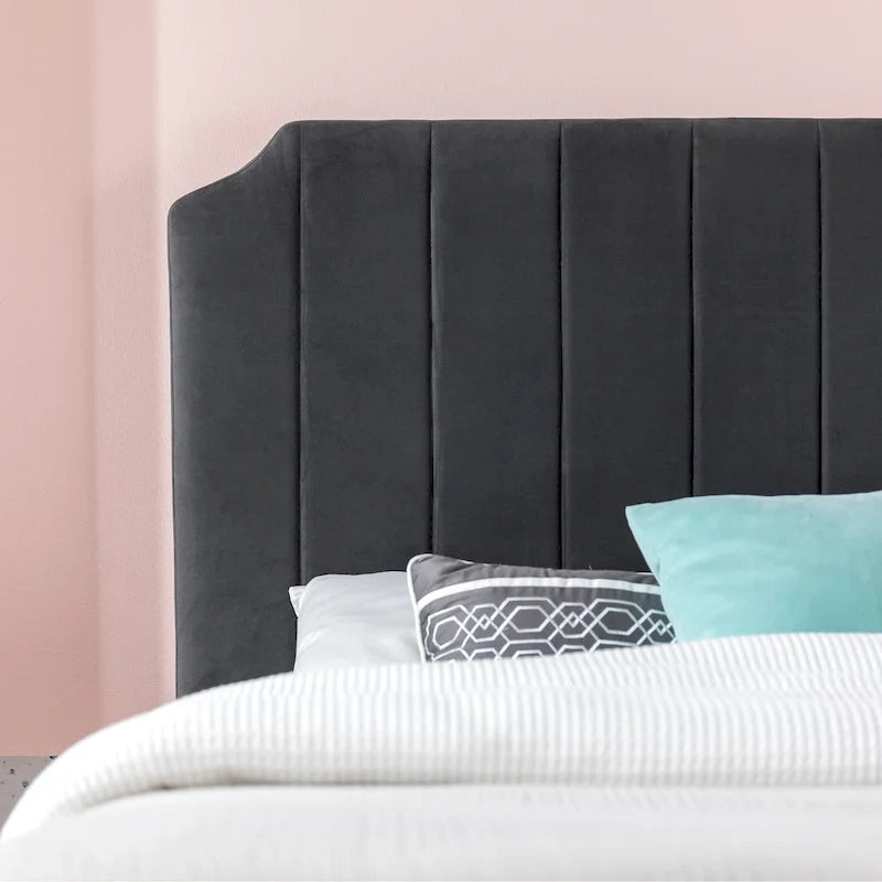 Priage by ZINUS slate black Upholstered Platform Bed Frame