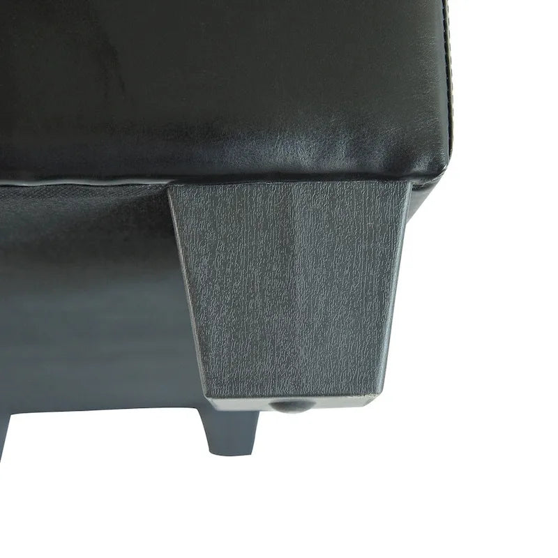 Porch & Den Pickard Black Faux Leather Storage Ottoman Bench