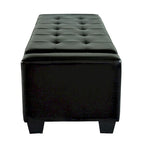 Porch & Den Pickard Black Faux Leather Storage Ottoman Bench