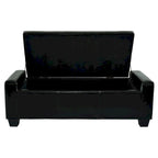 Porch & Den Pickard Black Faux Leather Storage Ottoman Bench
