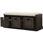 Merax Entryway Storage Bench with 3 Removable Baskets and Cushion
