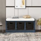 Merax Entryway Storage Bench with 3 Removable Baskets and Cushion