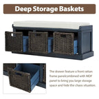 Merax Entryway Storage Bench with 3 Removable Baskets and Cushion