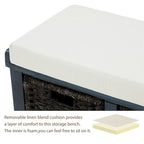 Merax Entryway Storage Bench with 3 Removable Baskets and Cushion