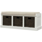 Merax Entryway Storage Bench with 3 Removable Baskets and Cushion